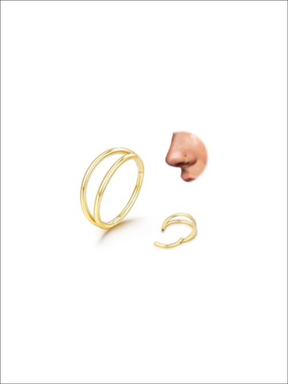 Titanium Double Hoop Nose Ring Hypoallergenic Piercing Jewelry